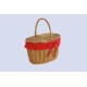 Handmade Natural Wicker Picnic Or Shopping Basket With Red Lining