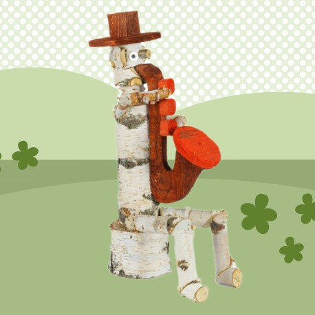 Handmade Wooden Clown With Saxophone Garden Decoration Figure