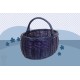 Handmade Blue Natural Wicker Shopping Basket With Handle