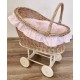 Natural Hand-Made Wicker Dolls Crib "Rustic Pink"