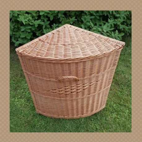 Handmade Natural Wicker Corner Laundry Basket With Handles