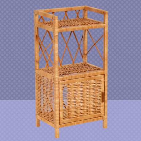 Handmade Wicker Nightstand/Side Table With Cupboard