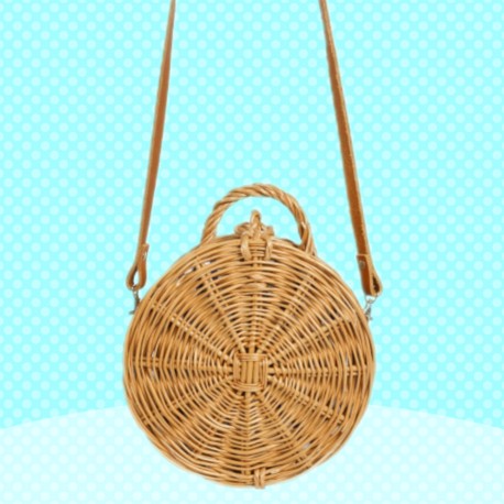 Handmade Natural Wicker Round Handbag