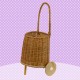 Handmade Natural Wicker Kids Toy Basket With Wheels