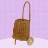 Handmade Natural Wicker Kids Toy Basket With Wheels