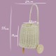Handmade Natural White Wicker Kids Toy Basket With Wheels