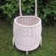 Handmade Natural White Wicker Kids Toy Basket With Wheels