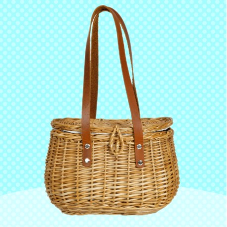 Handmade Natural Rounded Wicker Hand Bag